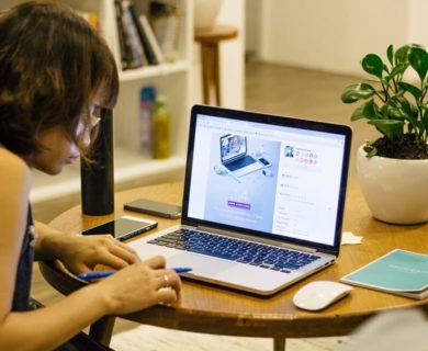 Lady working on a laptop