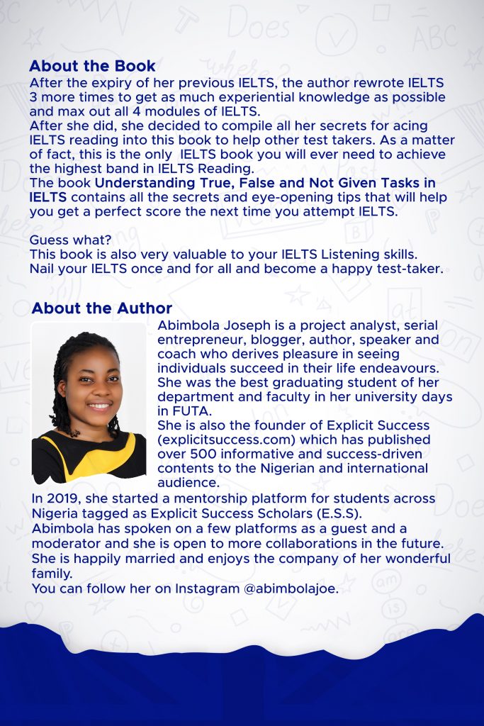 IELTS Reading Tips For True False Not Given by Abimbola Joseph